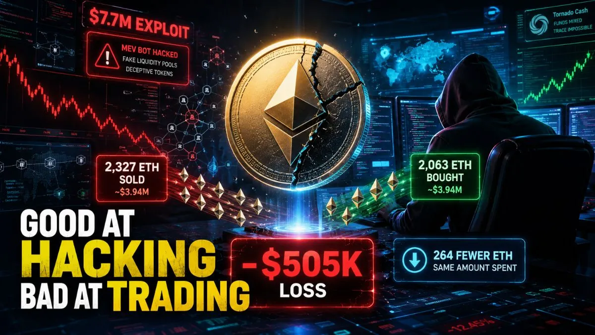 Ethereum MEV-Bot Hacker Turns $7.7M Heist Into a $505K Trading Loss