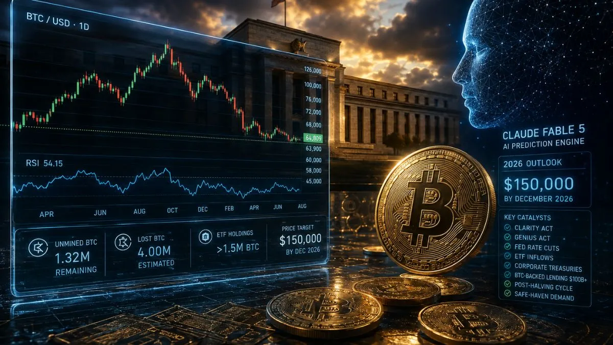 Claude AI Projects $150K Bitcoin by December 2026 as Supply Squeeze Tightens