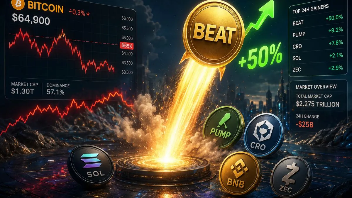 BEAT Token Rockets 50% While Bitcoin Struggles Below $65K in Weekend Trading